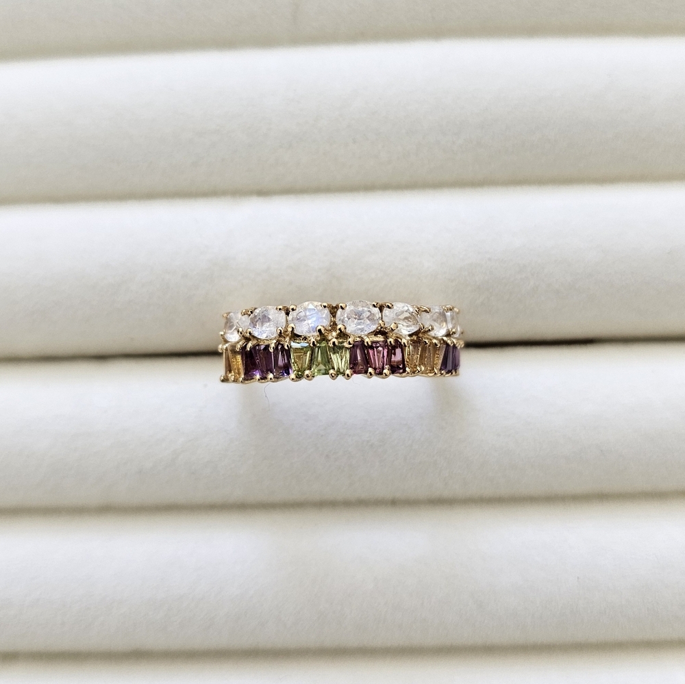 Moonstone and Gemstone Ring Size 9